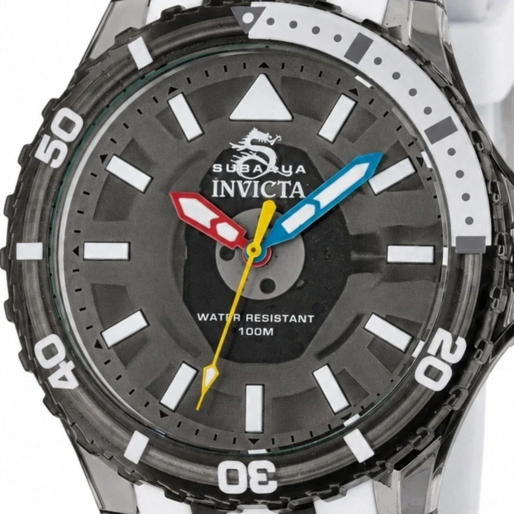 Invicta Subaqua Mens Watch White Acrylic Case Silicone Strap 69448 New